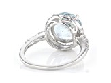 Pre-Owned Blue Aquamarine Rhodium Over Sterling Silver Halo Ring 3.64ctw