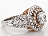 Pre-Owned Cubic Zirconia Silver And 18k Rose Gold Over Silver Ring 4.74ctw (2.52ctw DEW)