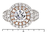 Pre-Owned Cubic Zirconia Silver And 18k Rose Gold Over Silver Ring 4.74ctw (2.52ctw DEW)