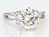 Pre-Owned White Strontium Titanate sterling silver solitaire ring 4.77ct