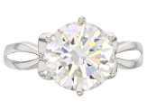 Pre-Owned White Strontium Titanate sterling silver solitaire ring 4.77ct