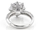 Pre-Owned White Cubic Zirconia Rhodium Over Sterling Silver Center Design Ring 10.56ctw