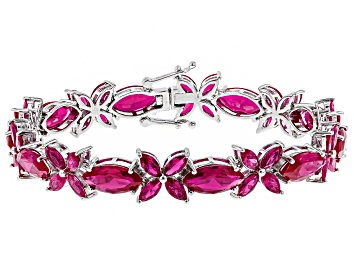 Picture of Pre-Owned Red ruby rhodium over sterling silver bracelet 24.76ctw