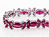 Pre-Owned Red ruby rhodium over sterling silver bracelet 24.76ctw