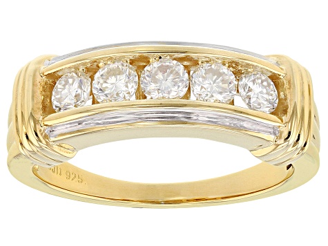 Pre-Owned Moissanite 14k Yellow Gold Over Silver Ring .65ctw DEW