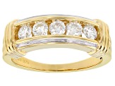 Pre-Owned Moissanite 14k Yellow Gold Over Silver Ring .65ctw DEW