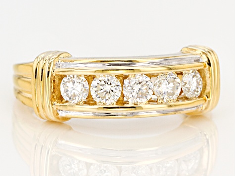 Pre-Owned Moissanite 14k Yellow Gold Over Silver Ring .65ctw DEW
