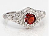 Pre-Owned Red Garnet Sterling Silver Solitaire Ring .92ct
