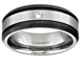 Pre-Owned 8mm Men's Black Ion Plated Titanium With 0.05ctw Diamond Accent Band