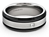 Pre-Owned 8mm Men's Black Ion Plated Titanium With 0.05ctw Diamond Accent Band