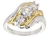 Pre-Owned Moissanite Platineve And 14k Yellow Gold Over Platineve Ring 1.26ctw DEW.