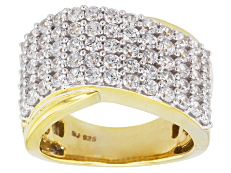 Pre-Owned Cubic Zirconia 18k Yellow Gold Over Silver Ring 4.05ctw (1.95ctw DEW)