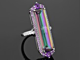 Pre-Owned Multicolor Quartz Sterling Silver Ring 10.39ctw