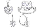 Pre-Owned White Cubic Zirconia Rhodium Over Sterling Silver Jewelry Set 33.00ctw
