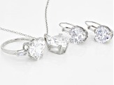 Pre-Owned White Cubic Zirconia Rhodium Over Sterling Silver Jewelry Set 33.00ctw