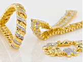 Pre-Owned White Diamond 14k Yellow Gold Over Brass 3 Piece Bracelet Set Diamond Accent
