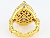 Pre-Owned Blue and White Cubic Zirconia 18k Yellow Gold Over Sterling Silver Ring 17.82ctw