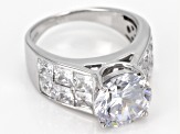 Pre-Owned White Cubic Zirconia Rhodium Over Sterling Silver Ring With Band 10.88ctw