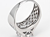 Pre-Owned White Cubic Zirconia Rhodium Over Sterling Silver Ring With Band 10.88ctw