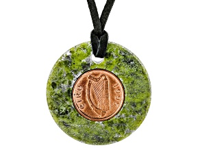 Pre-Owned Green Connemara Marble Leather Cord Pendant