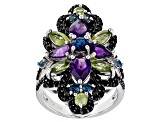 Pre-Owned Purple amethyst rhodium over silver ring 4.56ctw