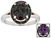 Pre-Owned Blue Lab Created Alexandrite Rhodium Over Sterling Silver Ring 2.65ctw