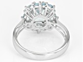 Pre-Owned Blue aquamarine rhodium over sterling silver ring 2.64ctw