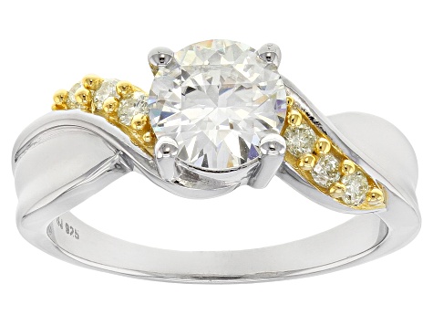 Pre-Owned Moissanite And Yellow Diamond Ring Platineve™