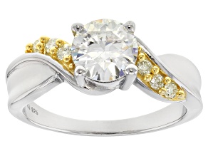 Pre-Owned Moissanite And Yellow Diamond Ring Platineve™