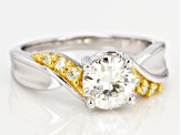 Pre-Owned Moissanite And Yellow Diamond Ring Platineve™