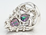 Pre-Owned Multi-color quartz rhodium over sterling silver ring 7.04ctw