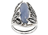 Pre-Owned Blue angelite oxidized sterling silver ring