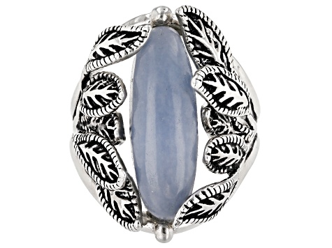 Pre-Owned Blue angelite oxidized sterling silver ring