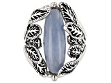 Pre-Owned Blue angelite oxidized sterling silver ring