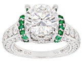 Pre-Owned Moissanite and Emerald Platineve Ring 4.76ctw DEW