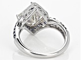 Pre-Owned Moissanite And Blue Sapphire Platineve Ring