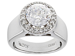 Pre-Owned white cubic zirconia platinum over sterling silver ring 2.47ctw