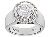 Pre-Owned white cubic zirconia platinum over sterling silver ring 2.47ctw