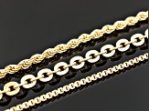 Pre-Owned 18k Yellow Gold Over Bronze Box, Rope, Cable Link Chain Set Of 3 18, 20, 24 inch
