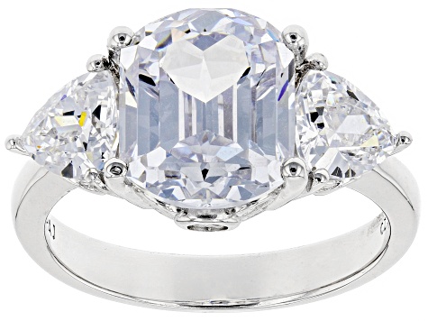 Pre-Owned White Cubic Zirconia Rhodium Over Silver Ring 10.01ctw