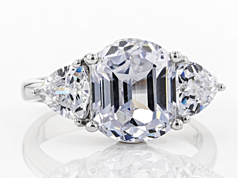 Pre-Owned White Cubic Zirconia Rhodium Over Silver Ring 10.01ctw