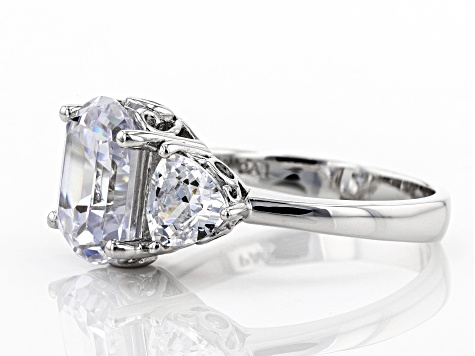 Pre-Owned White Cubic Zirconia Rhodium Over Silver Ring 10.01ctw