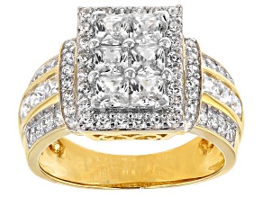 Pre-Owned Cubic Zirconia 18k Yellow Gold Over Silver Ring 3.26ctw (2.44ctw DEW)