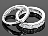 Pre-Owned White Cubic Zirconia Rhodium Over Sterling Silver Bands, Set Of 4 10.73ctw