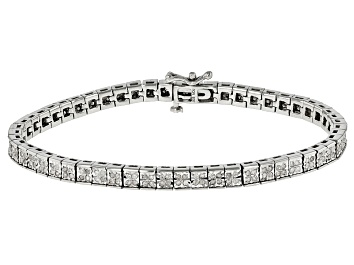 Picture of Pre-Owned White Diamond Rhodium Over Sterling Silver Bracelet 1.00ctw