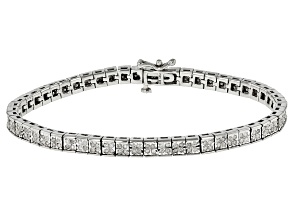 Pre-Owned White Diamond Rhodium Over Sterling Silver Bracelet 1.00ctw