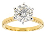 Pre-Owned Moissanite Fire® 2.70ct Diamond Equivalent Weight Round 14k Yellow Gold Over Sterling Silv
