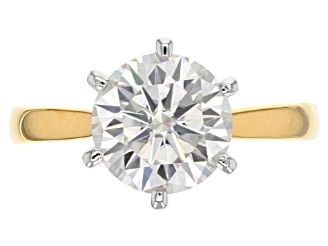 Pre-Owned Moissanite Fire® 2.70ct Diamond Equivalent Weight Round 14k Yellow Gold Over Sterling Silv