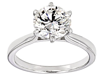 Picture of Pre-Owned Moissanite Fire® 2.70ct Diamond Equivalent Weight Round Platineve™ Solitaire Ring