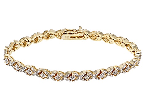 Pre-Owned White Diamond 18k Yellow Gold Over Brass Bracelet 1.00ctw